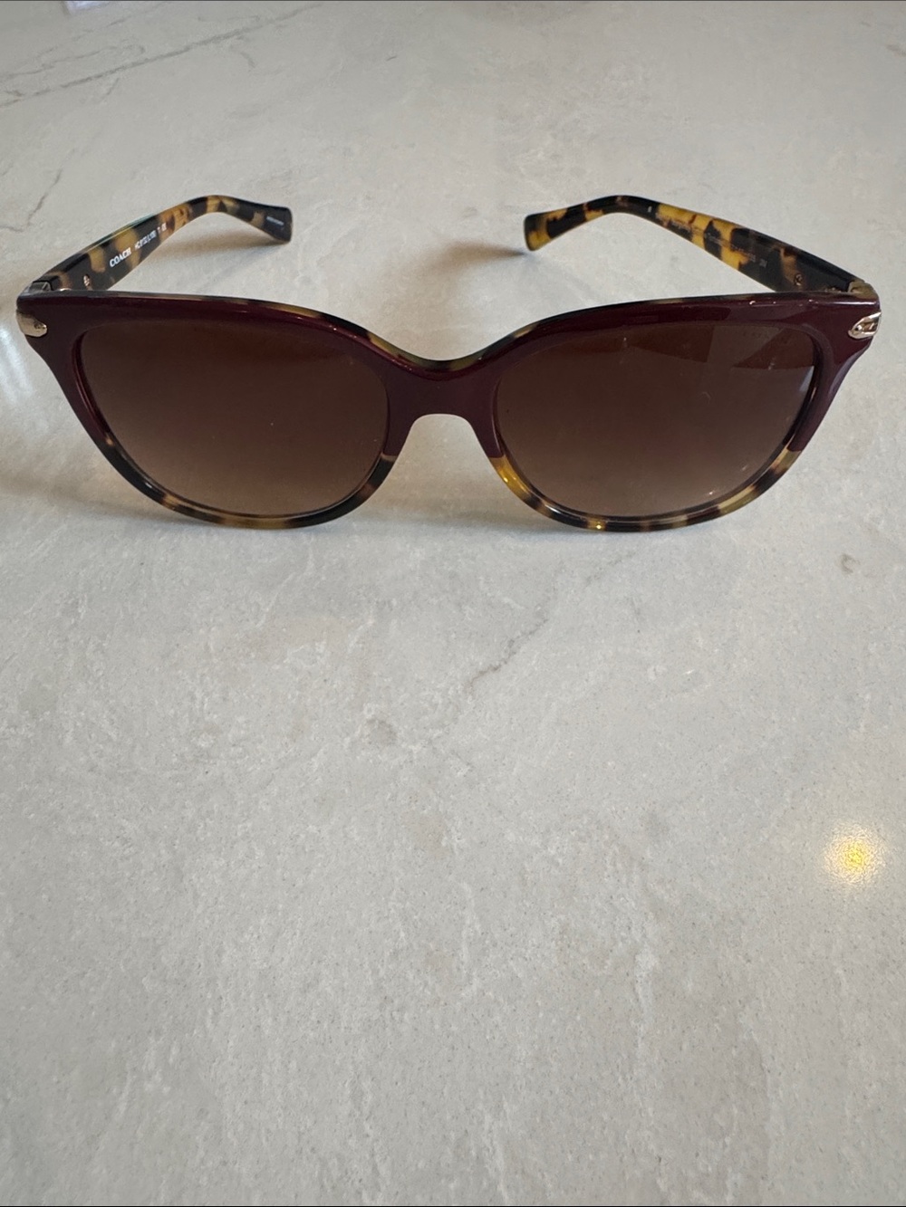 Coach Burgundy and Tortoiseshell Cat-Eye Sunglasses - Picture 1 of 10